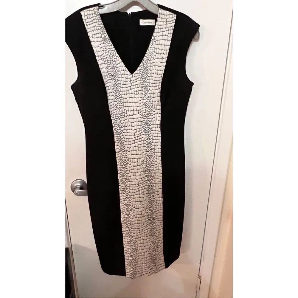 CALVIN KLEIN BLACK WHITE DRESS WOMENS SIZE 6